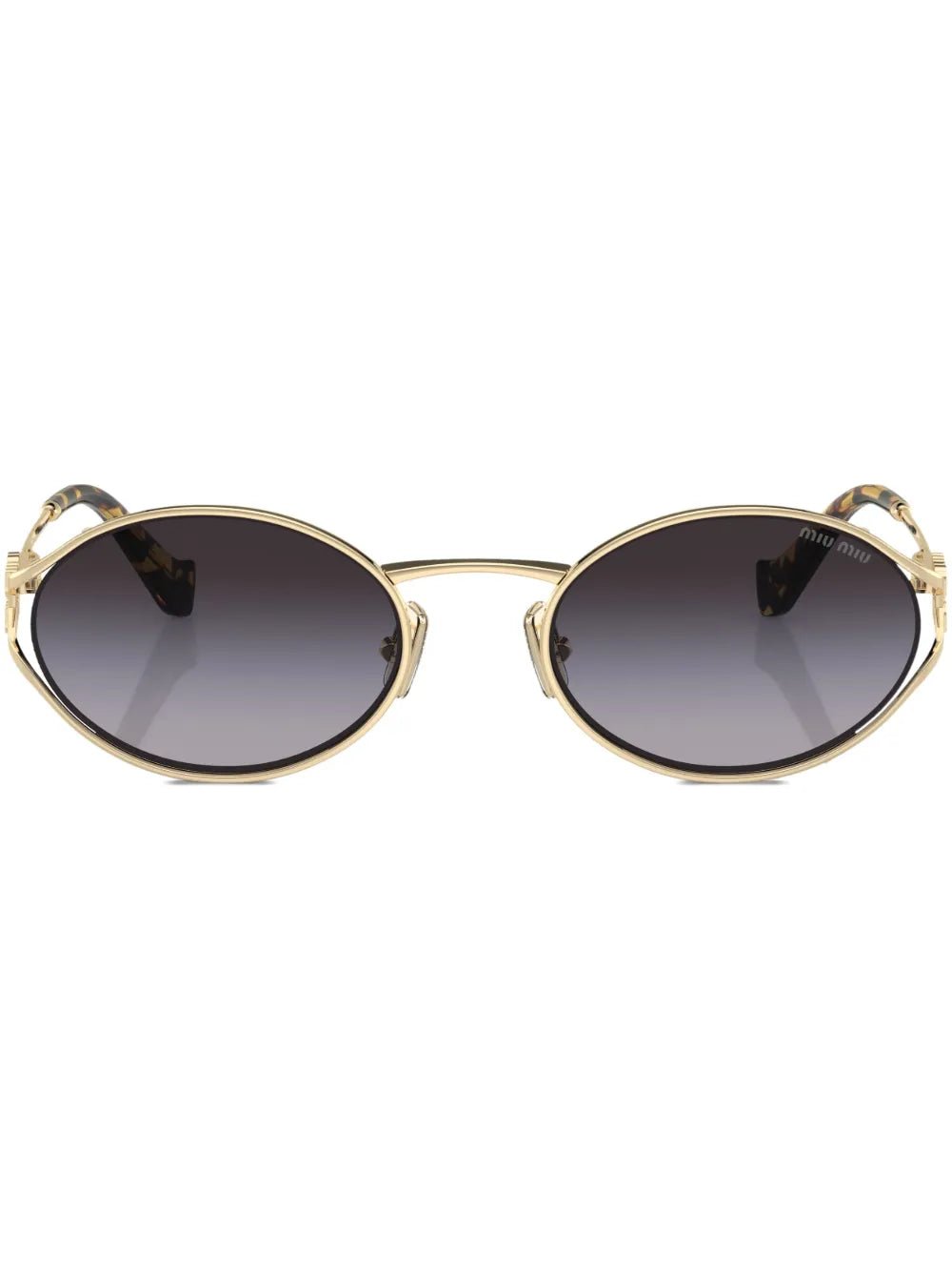 Miu Miu Eyewear lunettes de soleil ovales à plaque logo - iconiquefrance.com